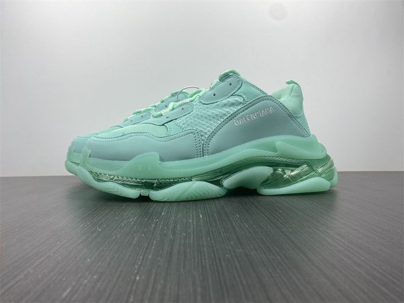 Men Women B*alenciaga Triple S Clear Sole Green  541624W2GA14500
