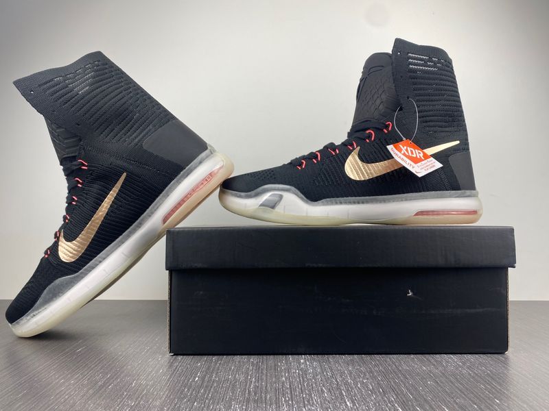 Kobe 10 Elite Rose Gold Black White Hot Lava Metal Red Bronze 718763-091